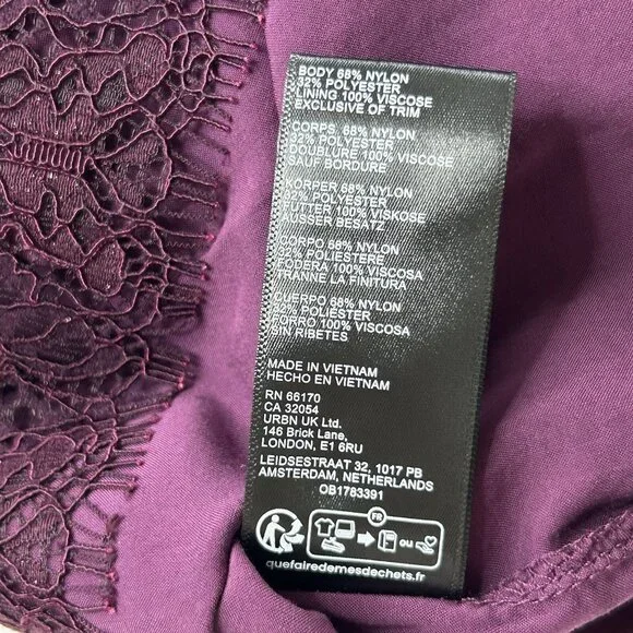 Free People Honey Honey Lace Mini Dress Size 2 Open Back Potent Purple - Picture 12 of 13